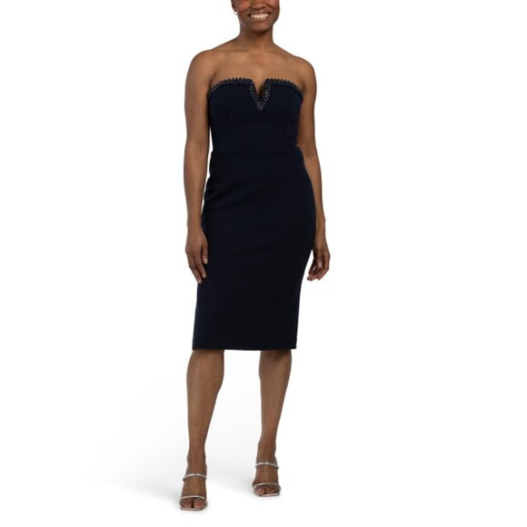 AIDAN MATTOX Twilight Strapless Beaded Trim Mini Dress - Picture 1 of 2